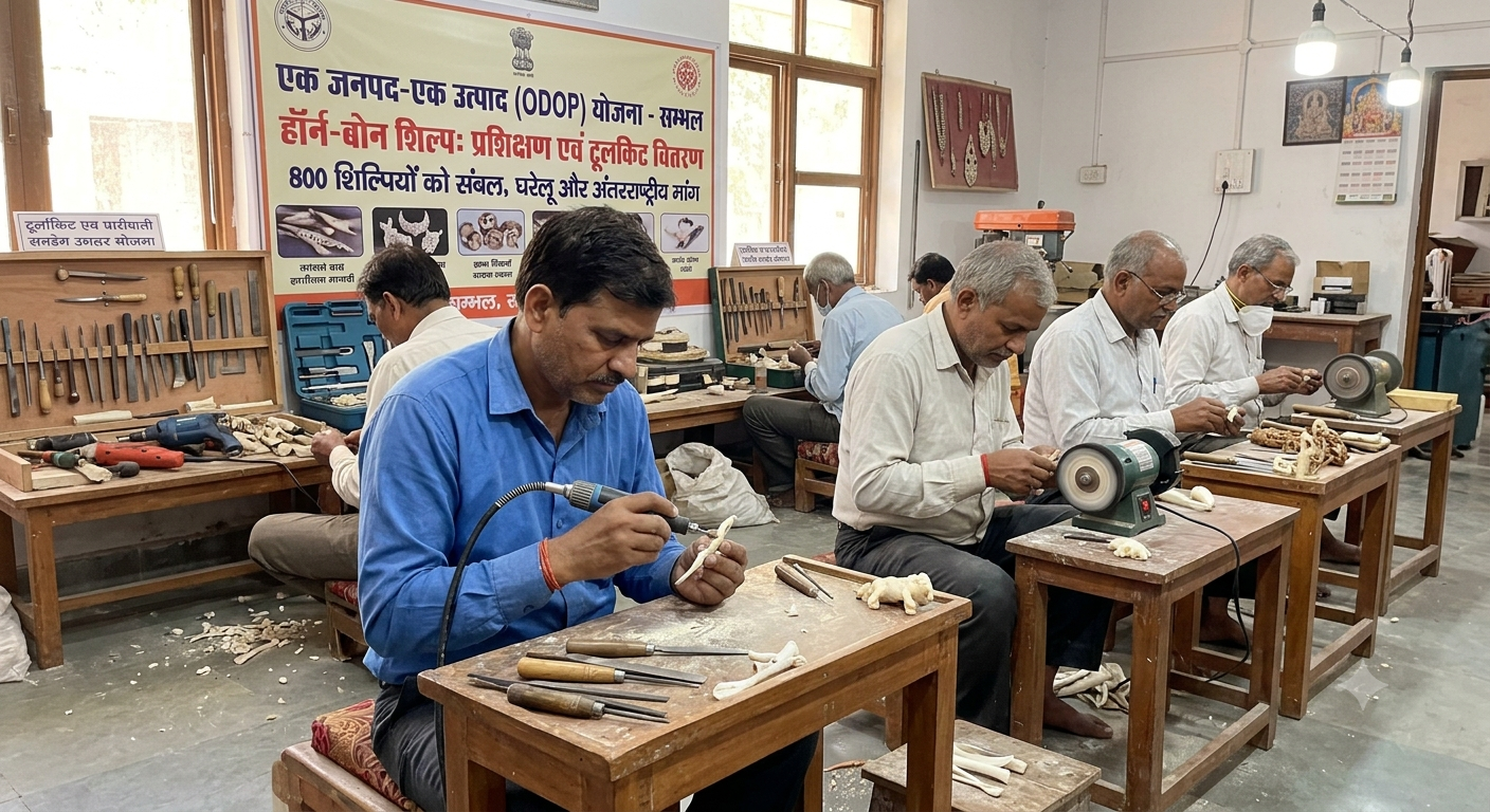 *संभल में ओडीओपी से चमका हॉर्न-बोन उद्योग, शत-प्रतिशत इकाइयां सक्रिय, 800 शिल्पियों को मिला संबल*  *लक्ष्य से आगे बढ़कर योजना का विस्तार: 2026-27 में 31 के लक्ष्य के मुकाबले 33 आवेदन, अब तक 9 उद्यमियों को ₹43.44 लाख की मार्जिन मनी जारी*