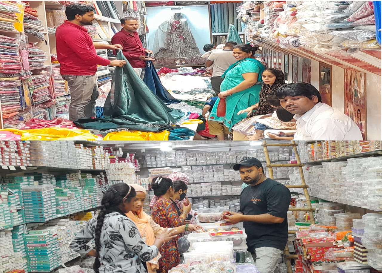 करवाचौथ कल, सरधना के बाजारों में उमड़ी भीड़, दिनभर जाम से जूझे लोग
